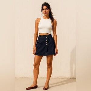 FBC Studio Organic Cotton Black Mini Skirt | Bohemian Mediterranean Skirt S/M